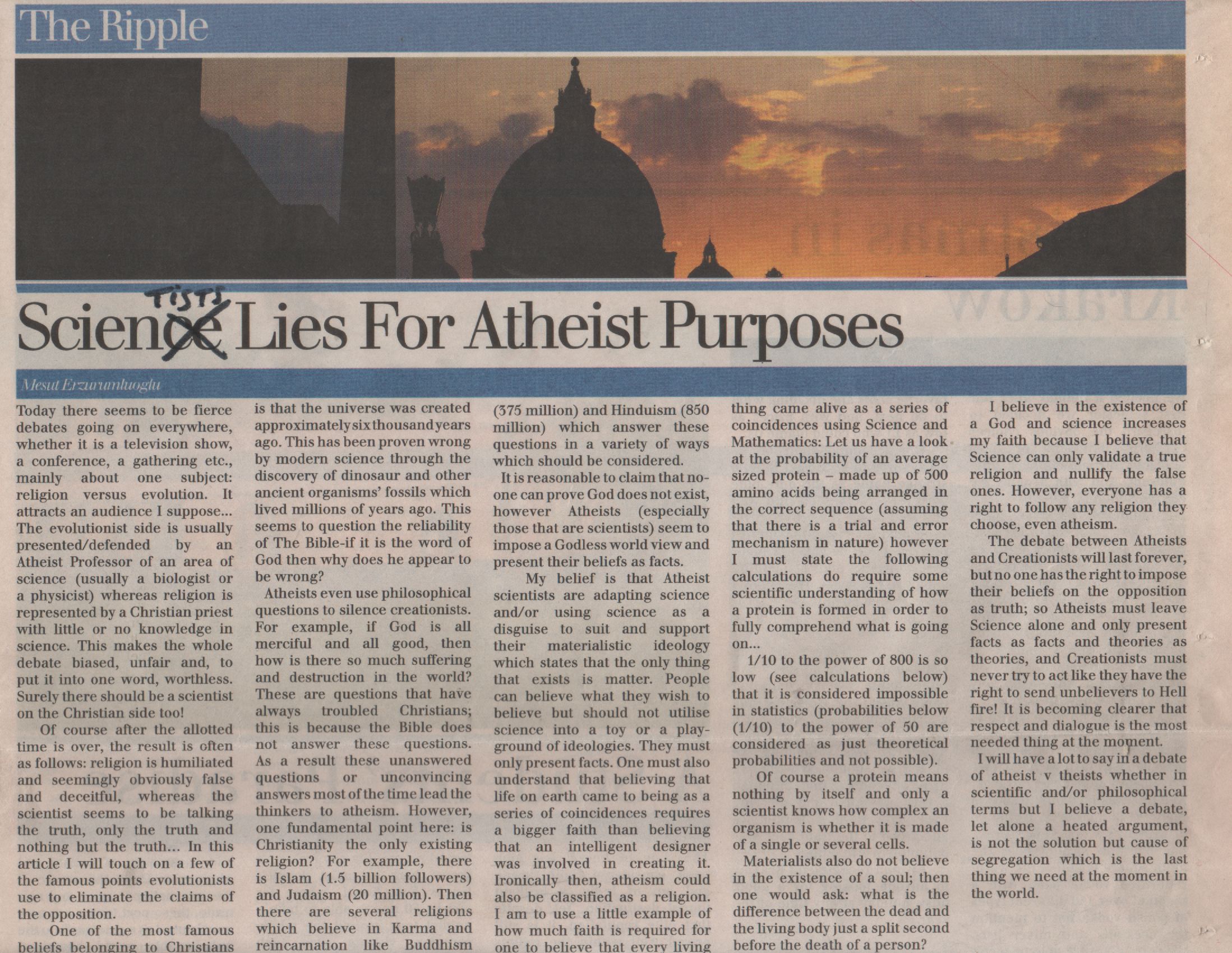 Some scientists - not science - lie/tweak for atheist purposes